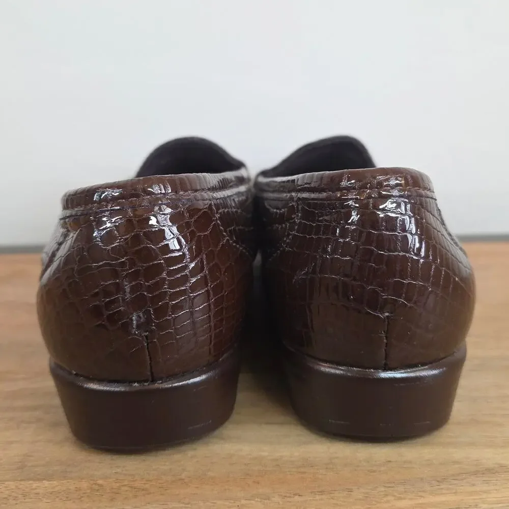 SAS Tripad Loafers Womens 6.5 W Brown Croc Leather Comfort Shoes Made in USA